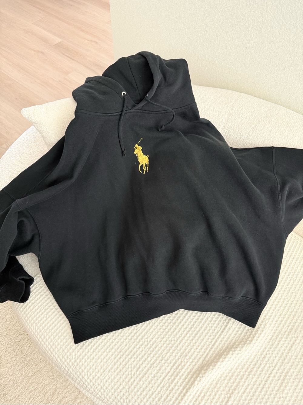 Polo Ralph Lauren Big Pony Black Oversized Batwing Hoodie Sweatshirt